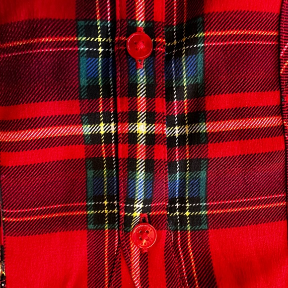 Express Portofino Slim Plaid Blouse Sz XL Red Blue Green Roll Tab Sleeves Tartan - Picture 7 of 13